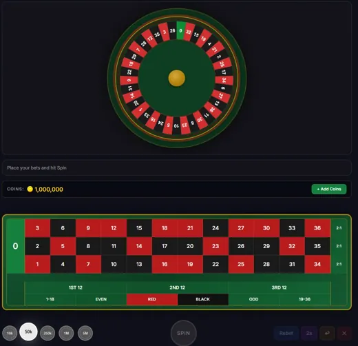 Live casino tables